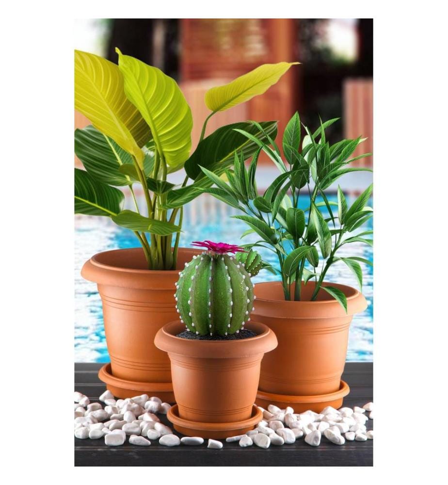 Ensemble de vases, marron, 100 % PLASTIQUE