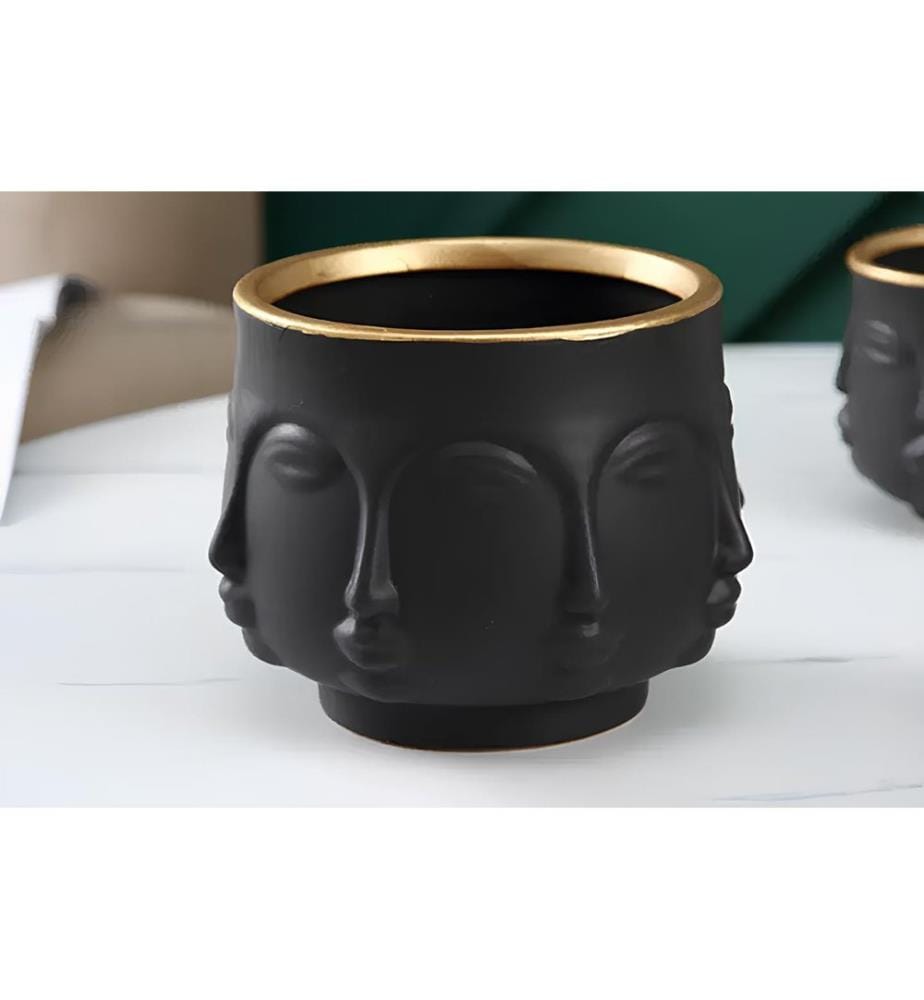 Pot décoratif, noir, 100 % POLYESTER