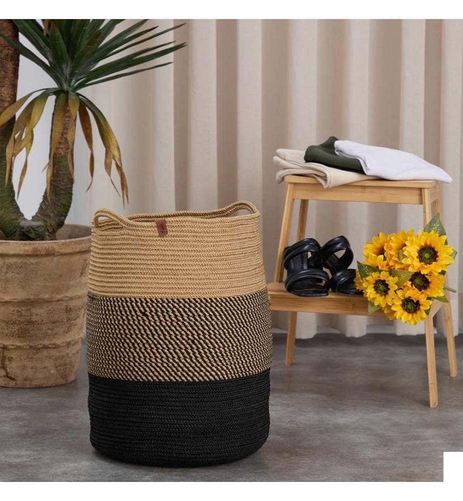Panier, noir, marron, 100 % JUTE