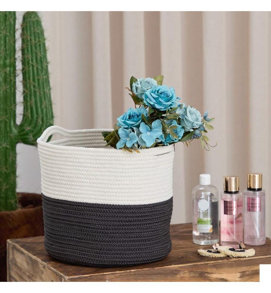 Panier, noir, blanc, 100 % JUTE