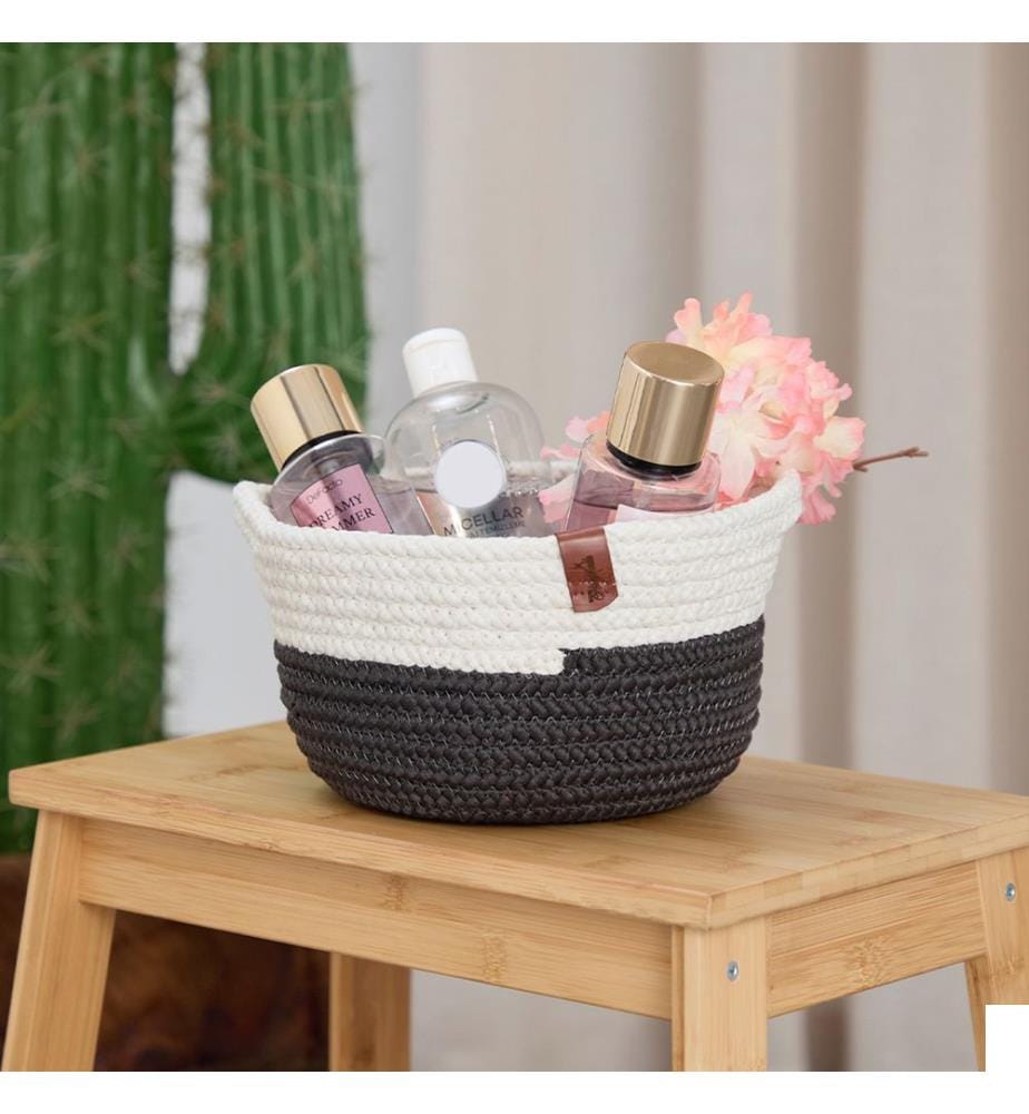 Panier, noir, blanc, 100 % JUTE