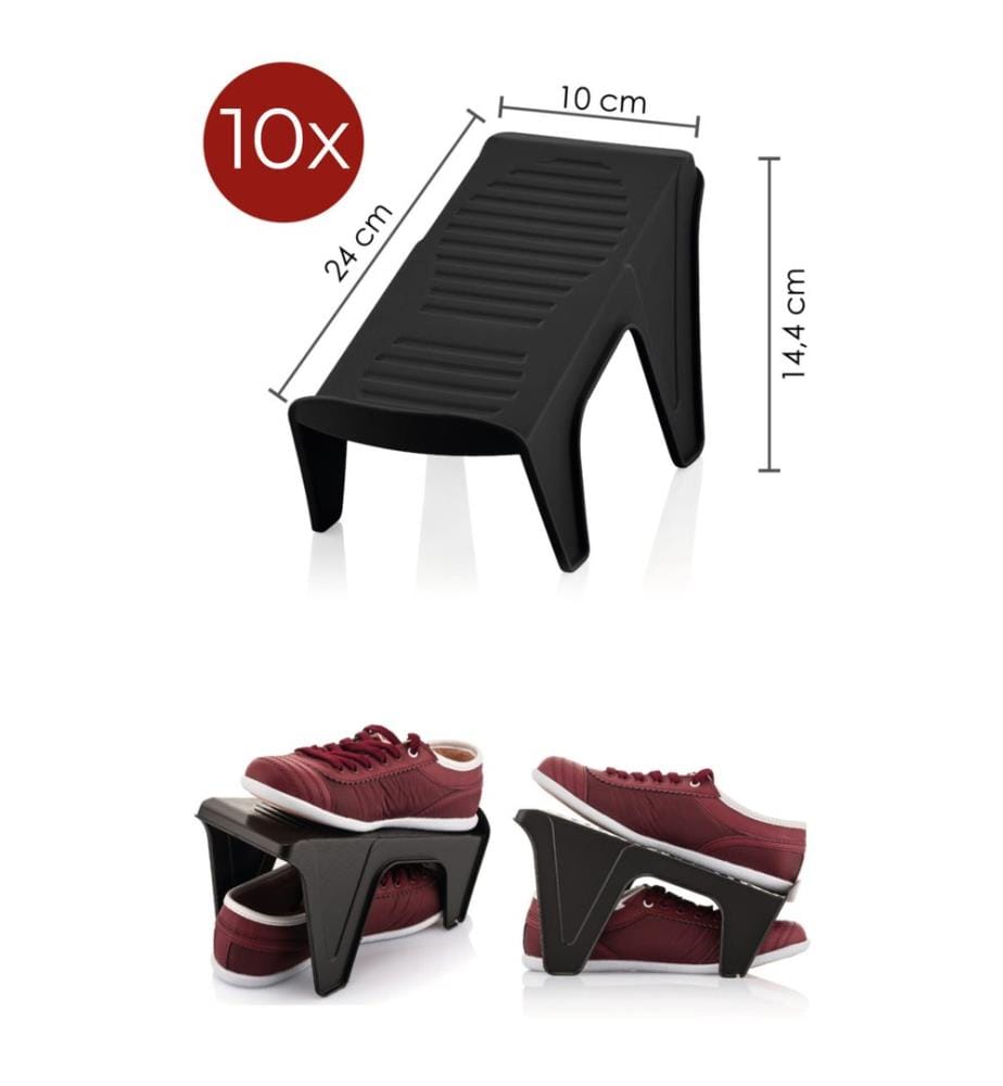 Ensemble de rampes pour chaussures, 10 pièces, noir, 100 % PLASTIQUE