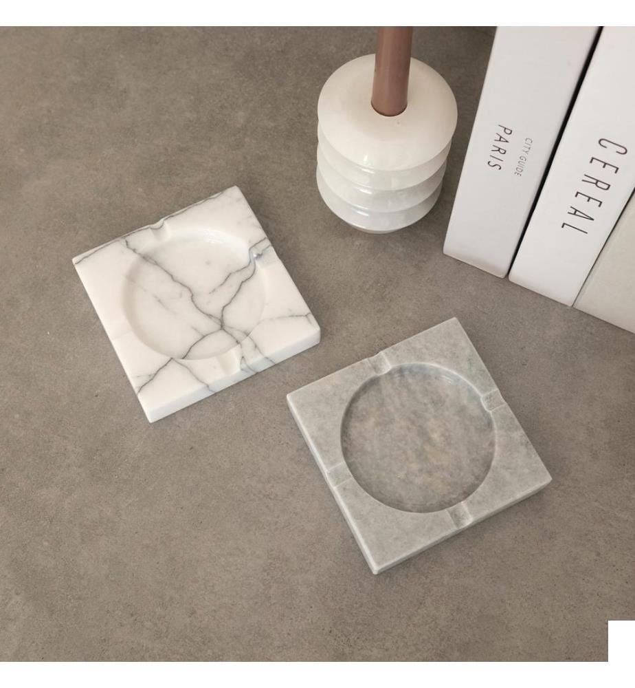 Cendrier, blanc, gris, 100% Sicily Lila Marble