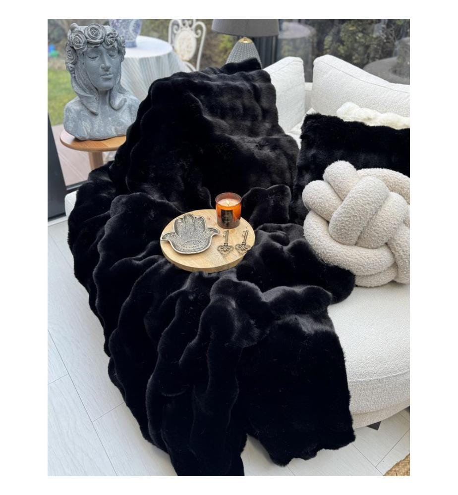 Châle de canapé, noir, 100% POLYESTER