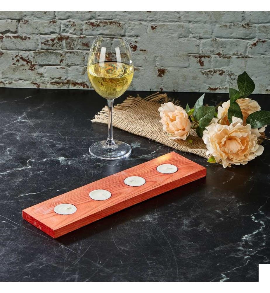 Porte-bougie à thé, rouge, bougie à thé en bois, corps en bois