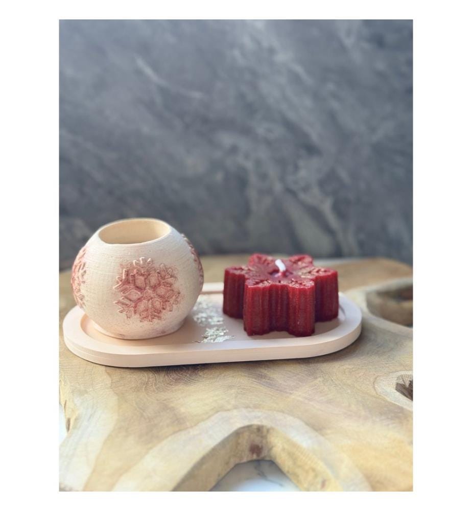 Set de bougies, 3 pièces, rouge, blanc, 100% CONCRETE