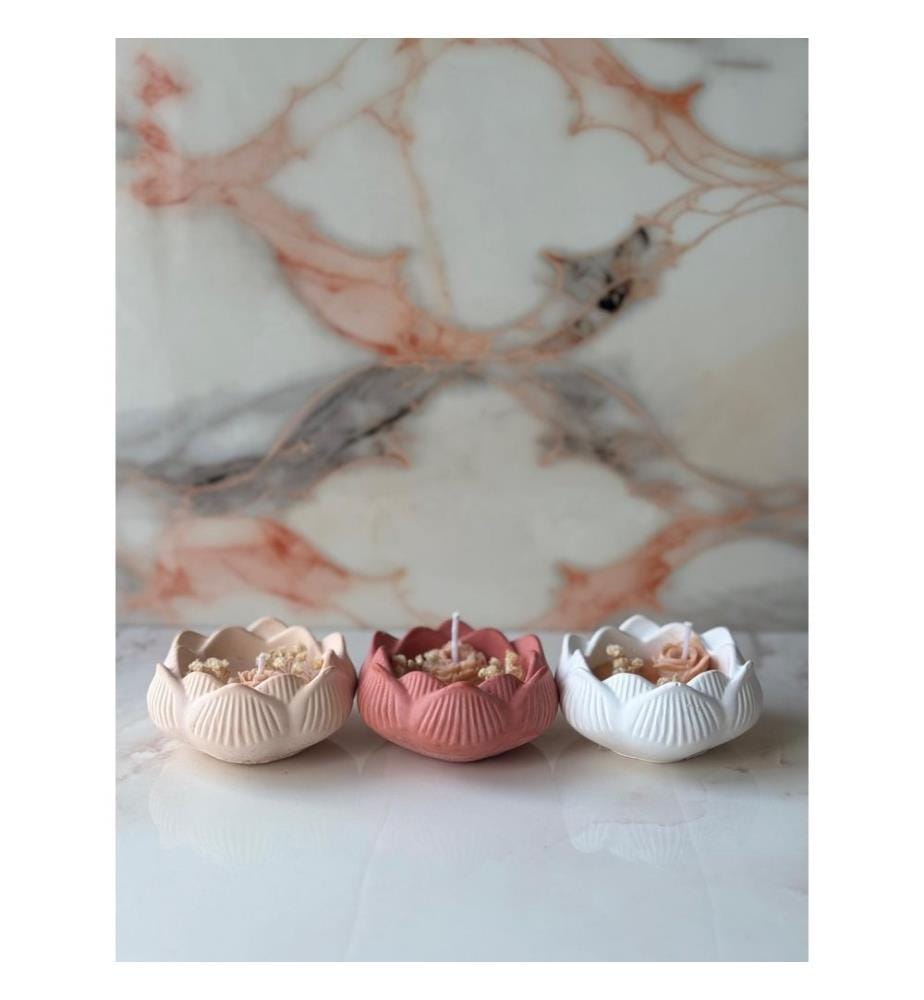 Set de bougies, 3 pièces, rouge, beige, blanc, 100% CONCRETE