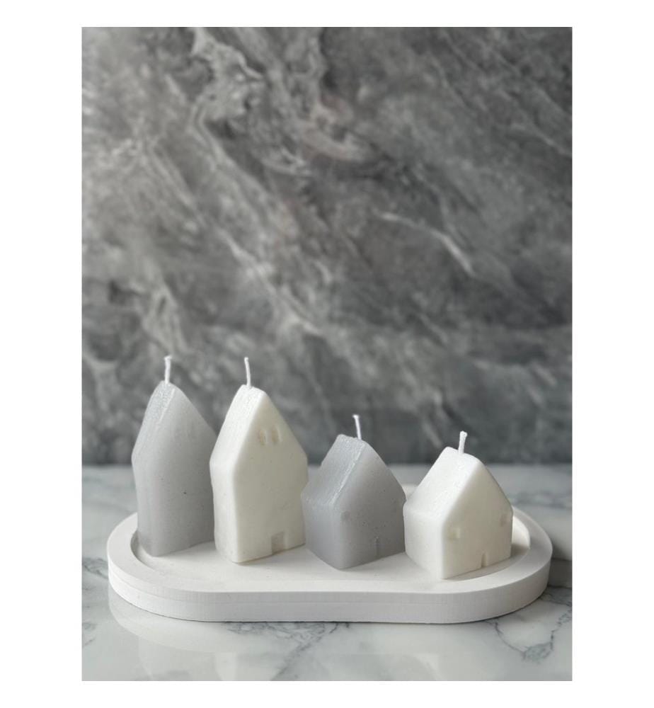 Set de bougies, 5 pièces, blanc, 100% CONCRETE