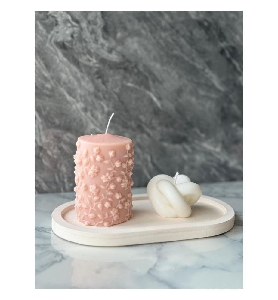 Set de bougies, 3 pièces, rose, blanc, 100% SOYA