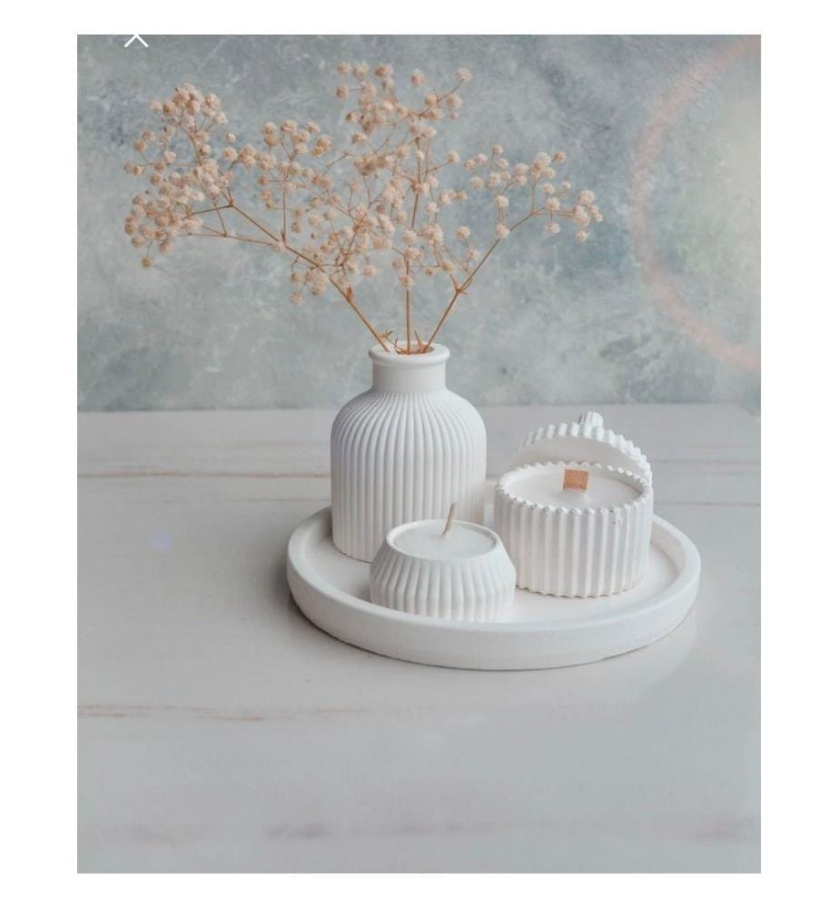 Set de bougies, 5 pièces, blanc, 100% CONCRETE