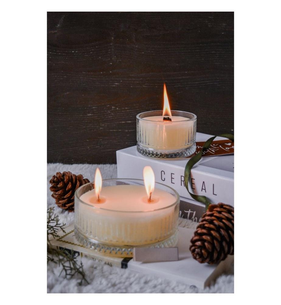 Set de bougies, 2 pièces, blanc, 100% VERRE