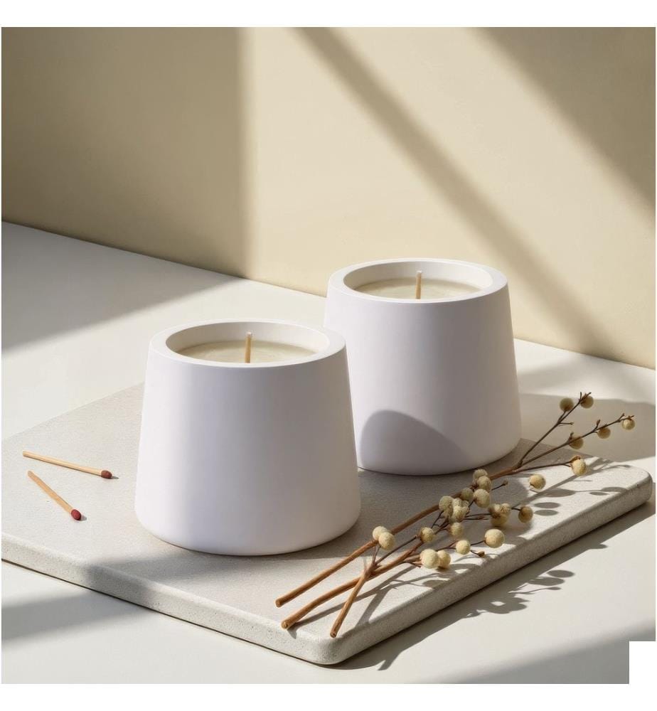 Set de bougies, 2 pièces, blanc, 100% PARAFFINE (5% huileux)