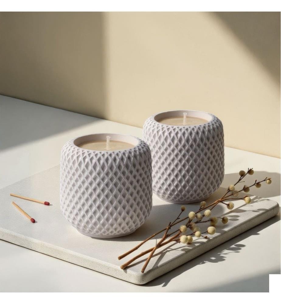 Set de bougies, 2 pièces, blanc, 100% PARAFFINE (5% huileux)