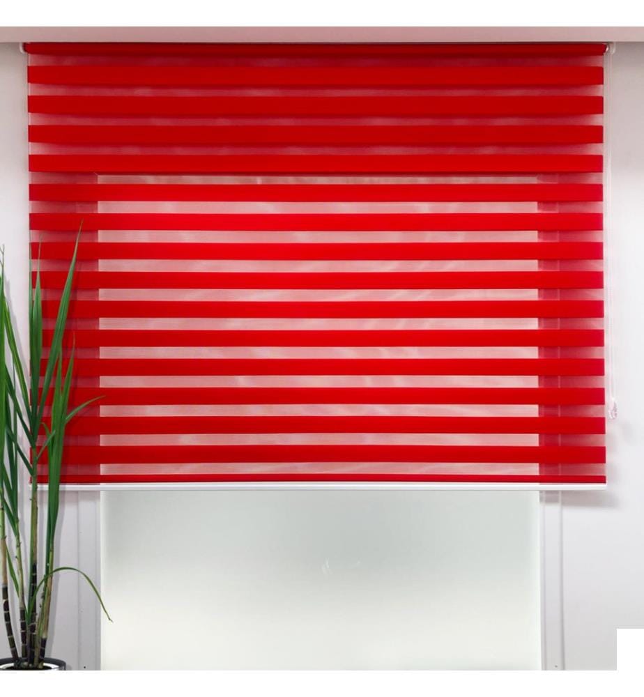 Rideau, rouge, 100% polyester, base en aluminium et chaîne