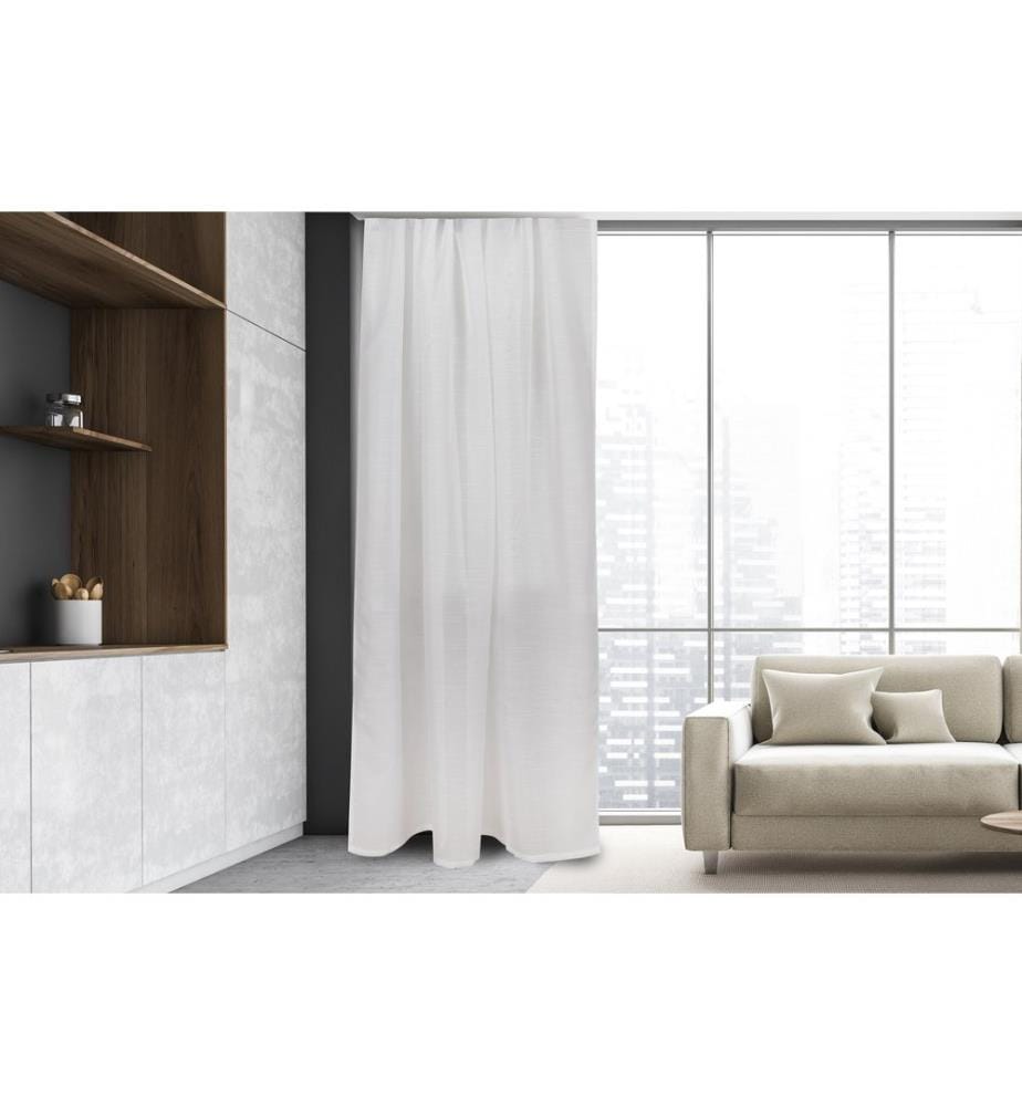 Rideau en voilage, 2 pièces, blanc, 100% polyester