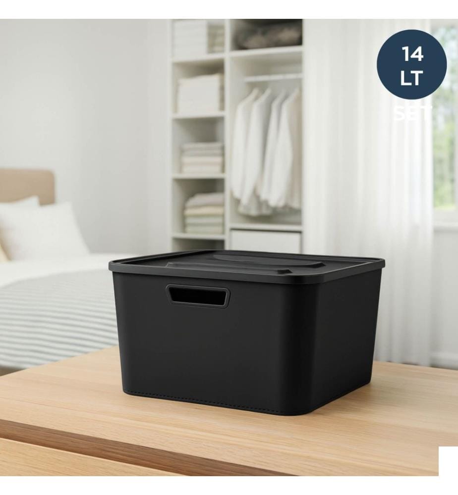 Boîte de rangement, corps en plastique, noire