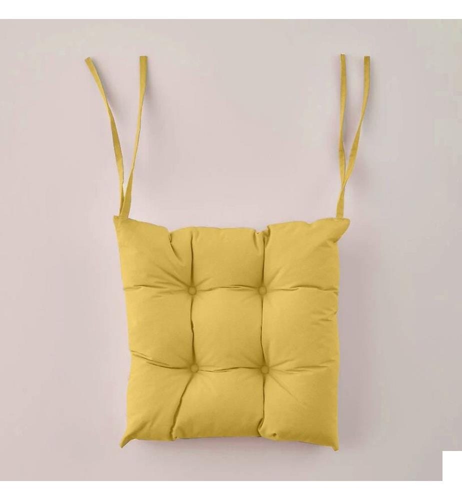 Coussin de chaise, 100 % coton, jaune