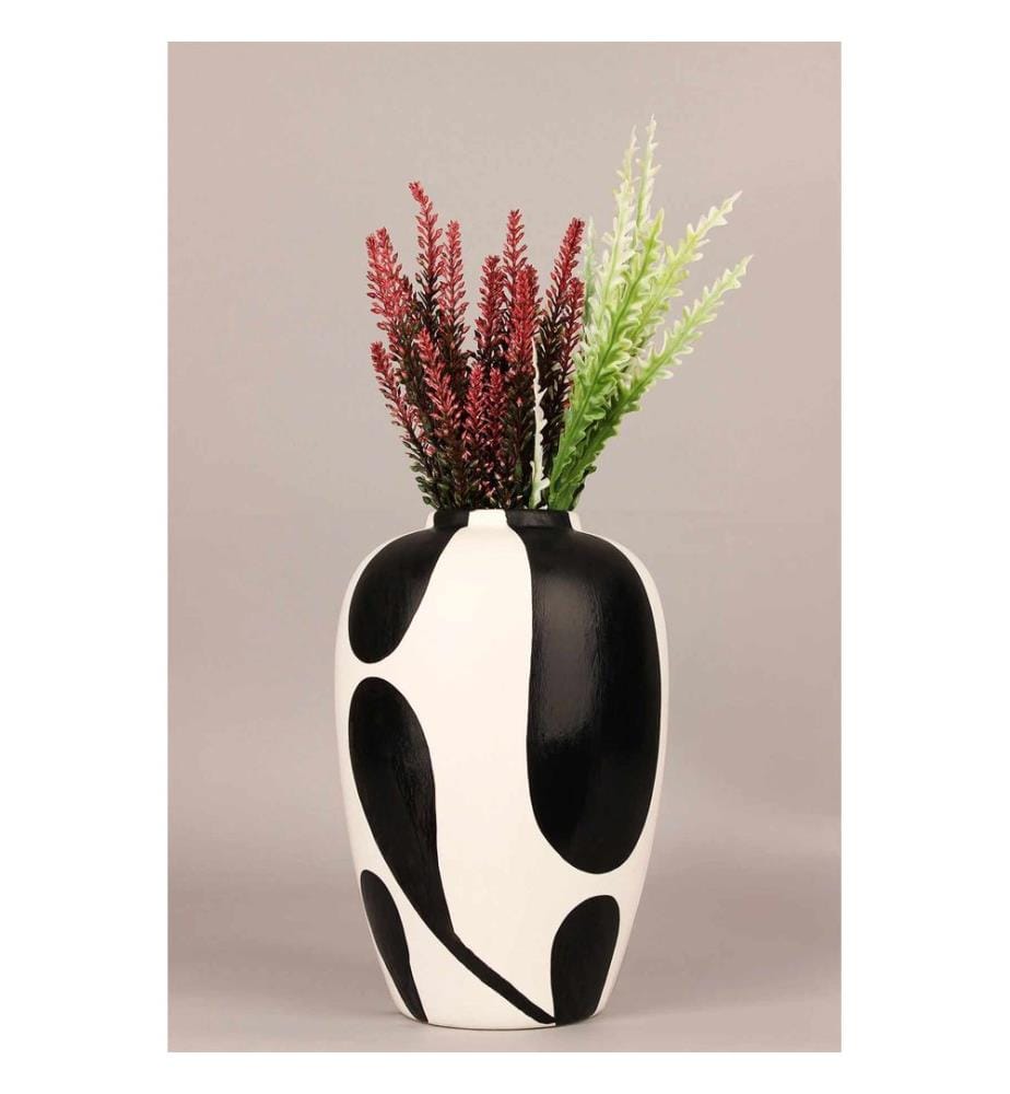 Pot décoratif, corps en céramique, noir et blanc