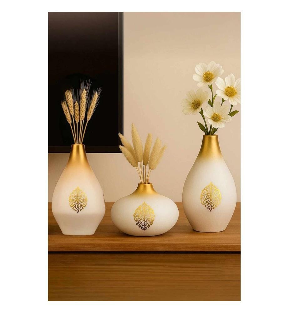 Ensemble de pots décoratifs, 3 pièces, corps en céramique, multicolore
