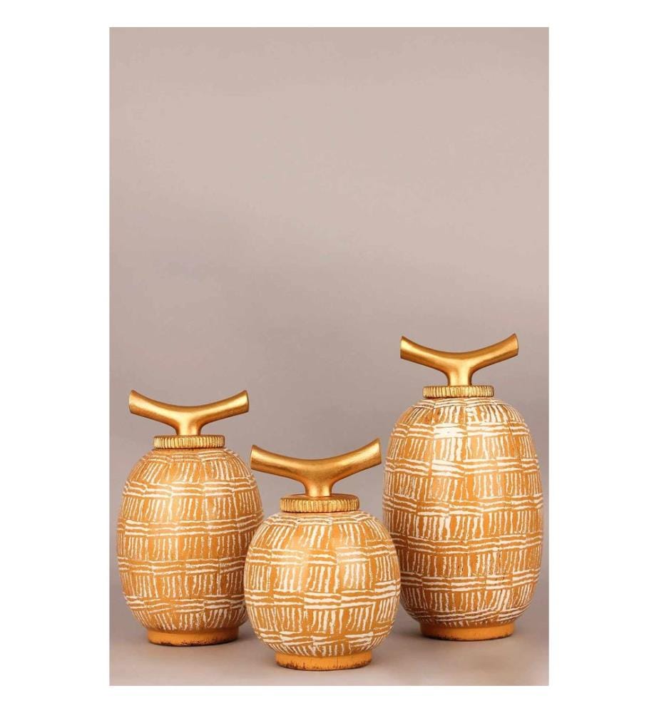 Ensemble de pots décoratifs, 3 pièces, corps en céramique, multicolore