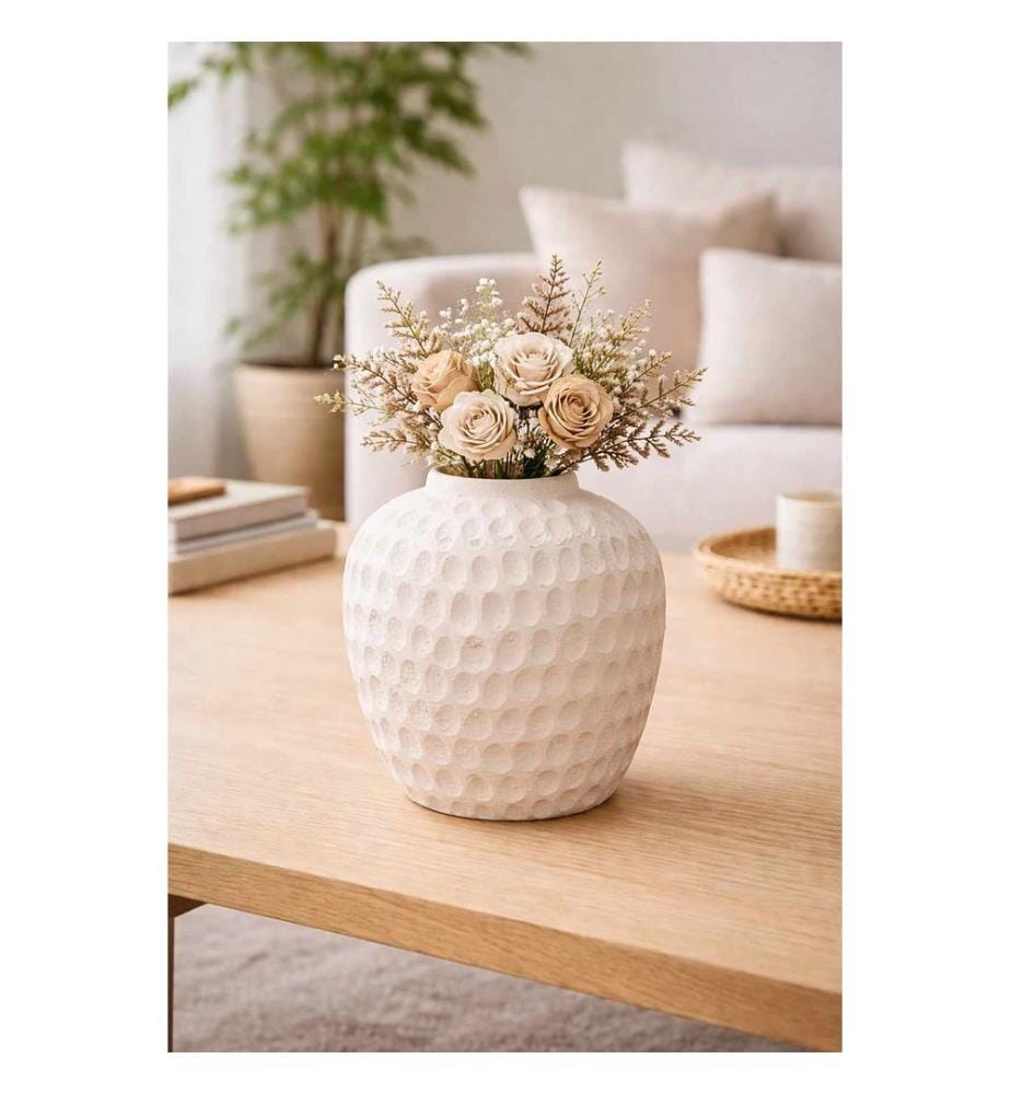 Pot décoratif, corps en céramique, blanc