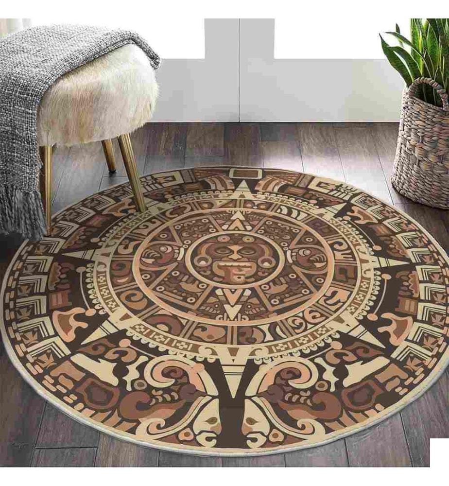 Tapis, 110 x 110, , Brown, 70% Coton - 30% Polyester, Semelle en coton