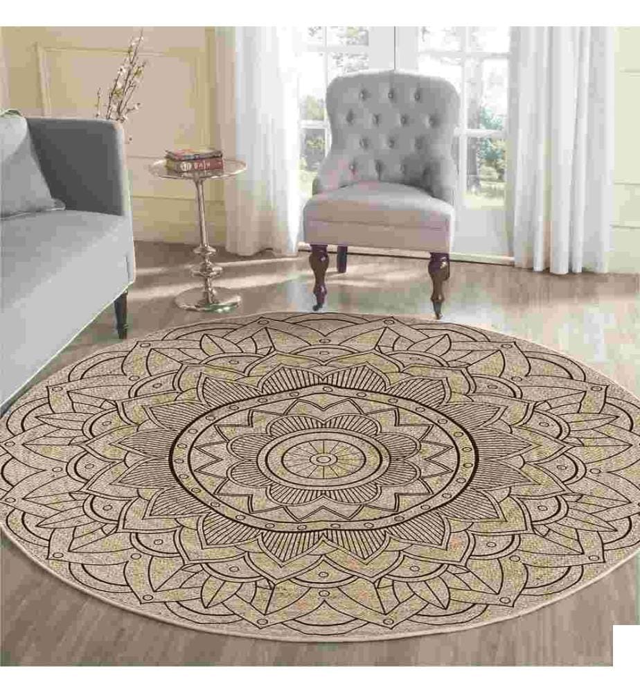 Tapis, 110 x 110, , Crème, 70% Coton - 30% Polyester, Semelle en coton