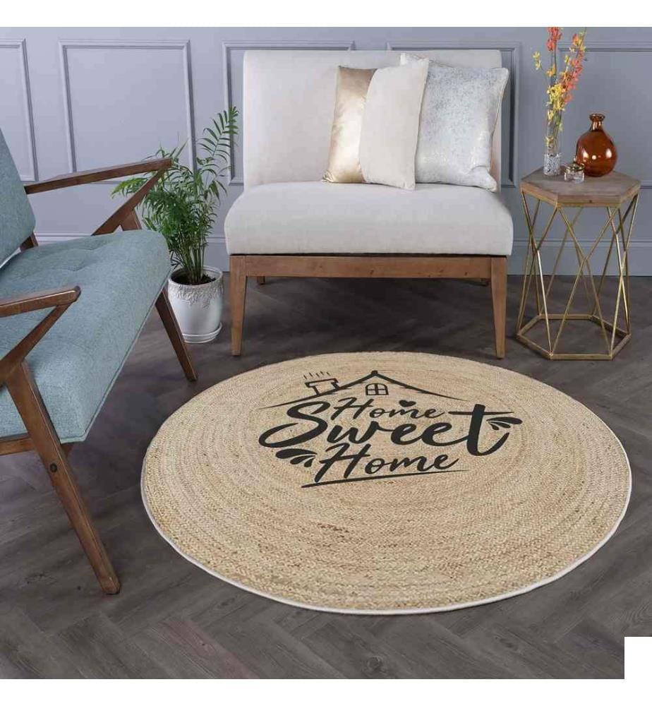 Tapis, 110 x 110, , Crème, 70% Coton - 30% Polyester, Semelle en coton