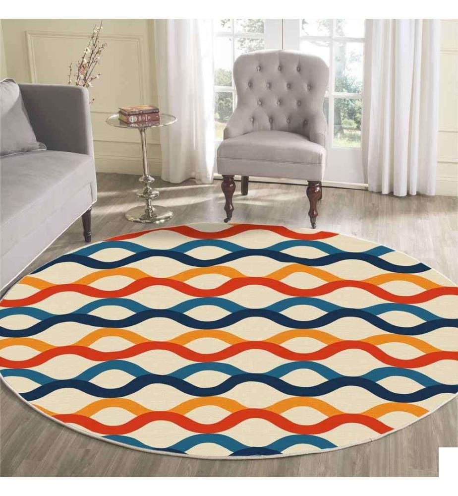 Tapis, 110 x 110, , Multicolor, 70% Coton - 30% Polyester, Semelle en coton