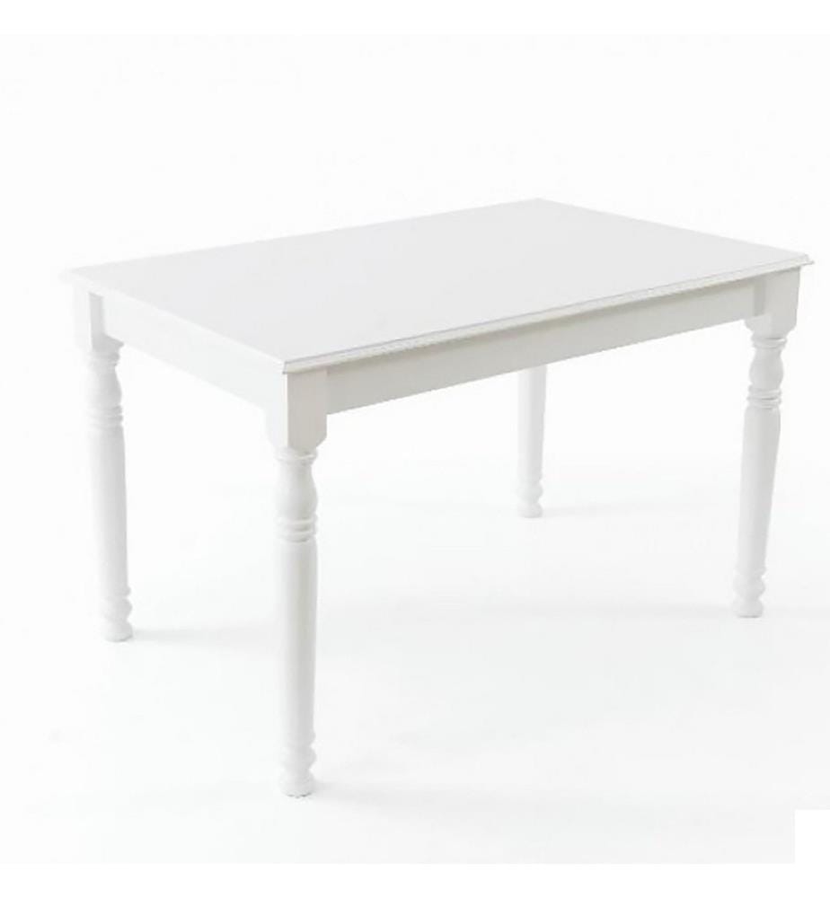 Extendable Dining Table, White, Solid Wood
