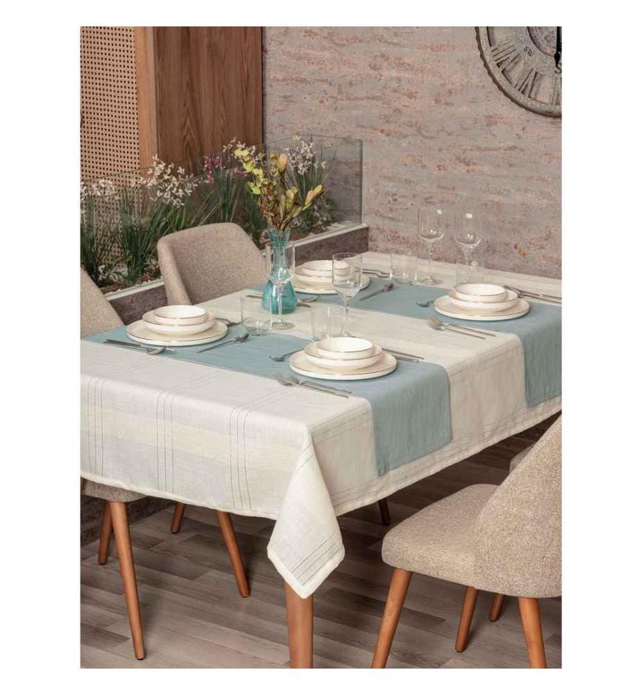 Tablecloth Set, 2 Pieces, Cream, 100% Polyester