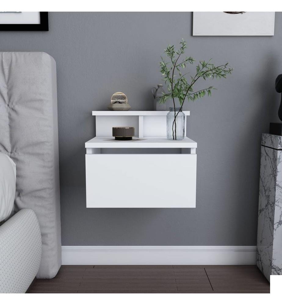 Nightstand, White, Melamine Coated Particle Board