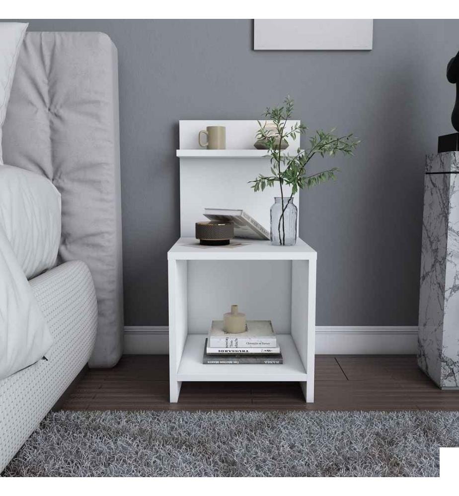 Nightstand, White, Melamine Coated Particle Board