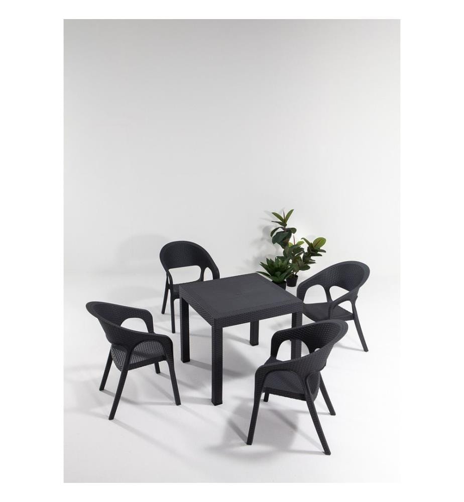 Garden Table & Chairs Set , 5 Pieces, Anthracite, 100% Polypropylen