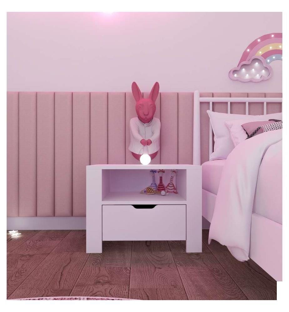 Nightstand, Matte White, 100% Melamine Coated Particle Board