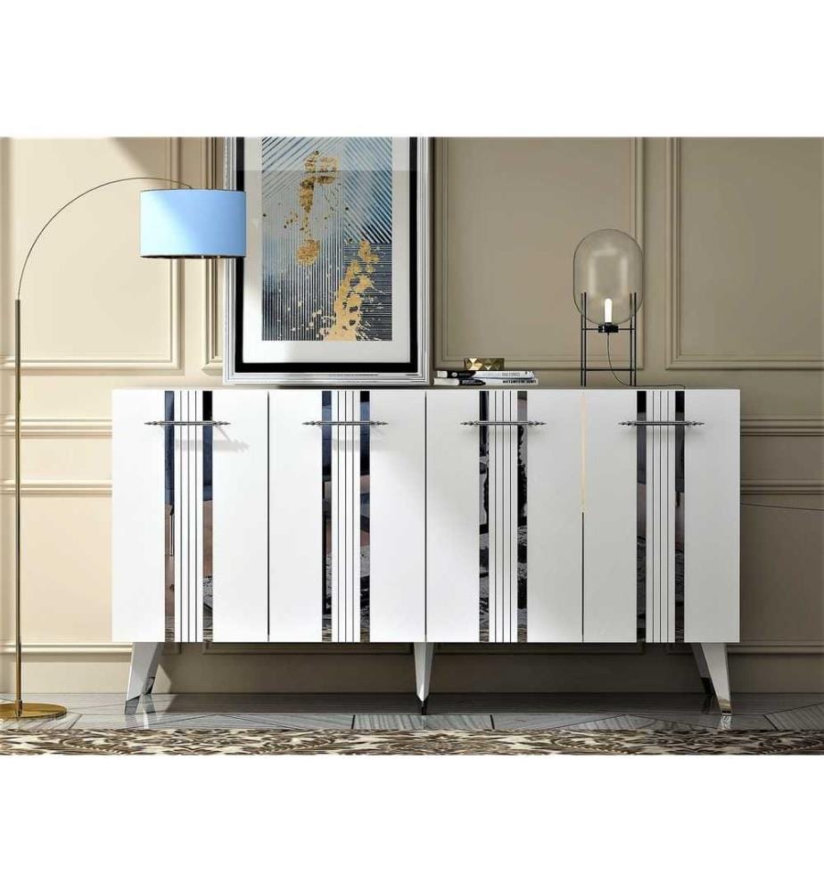 Console, White, Silver, Melamine Coated Particle Board