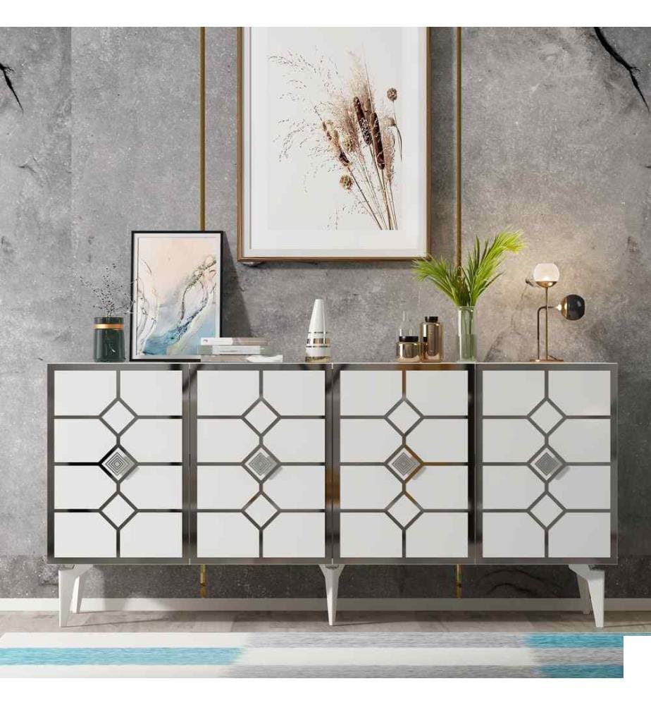 Console, White, Silver, 100% Melamine Coated Particle Board