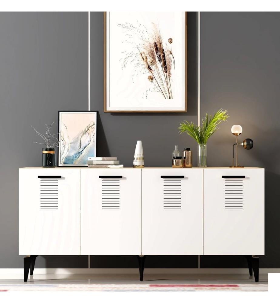Console, Sapphire Oak, White, 100% Melamine Coated Particle Board
