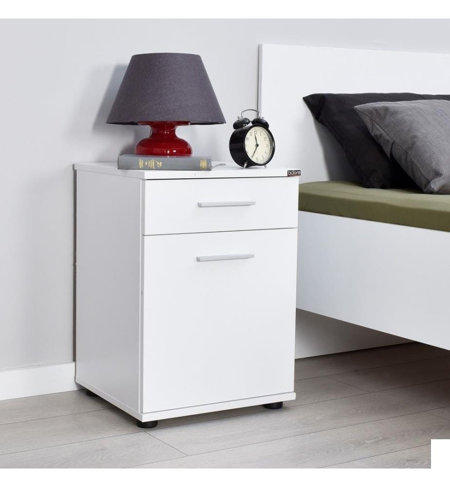 Nightstand, White, Melamine Coated Particle Board