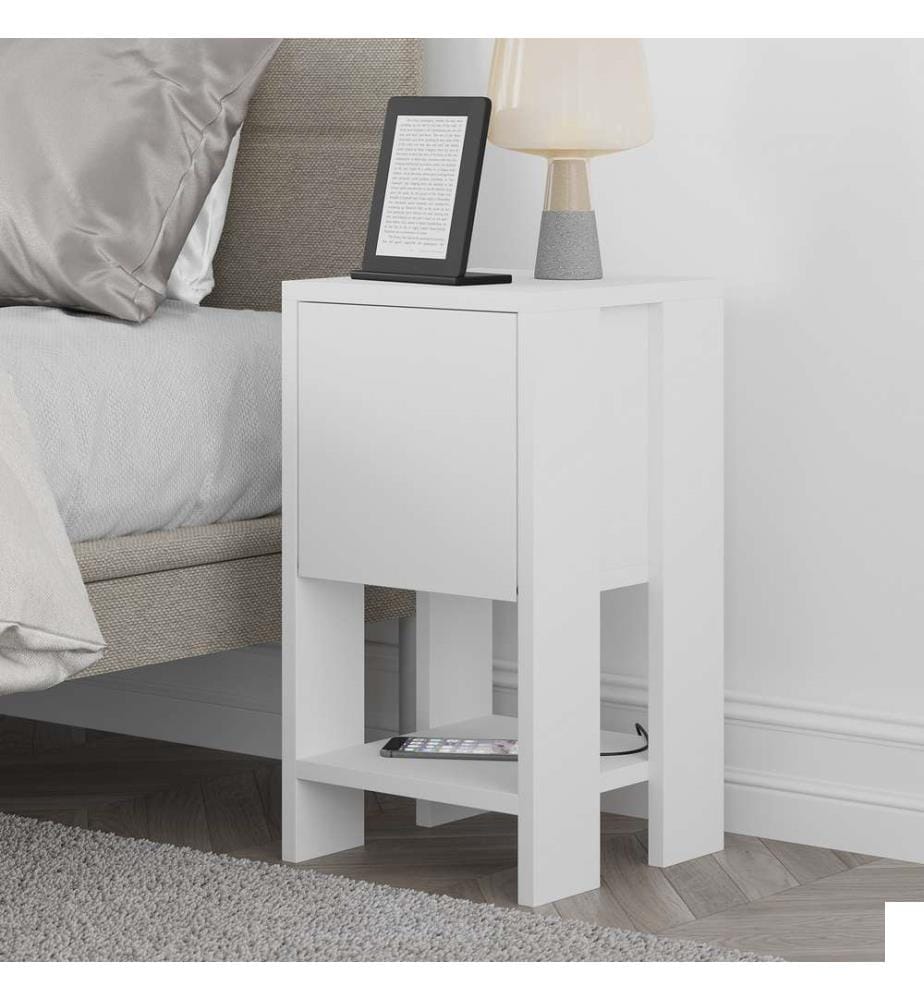 Nightstand, White, Melamine Coated Particle Board