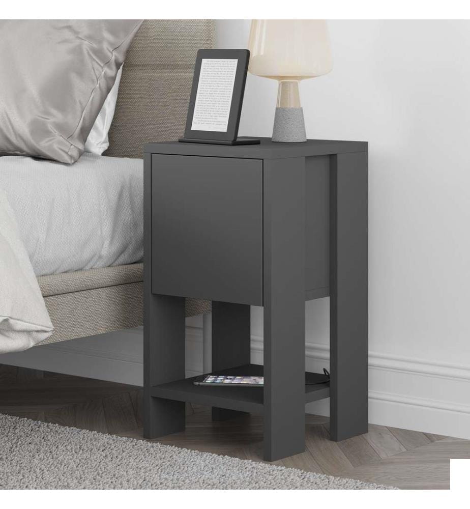 Nightstand, Anthracite, Melamine Coated Particle Board
