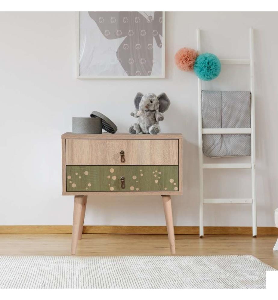 Nightstand, Multicolor, Melamine Coated Particle Board, Wooden Legs