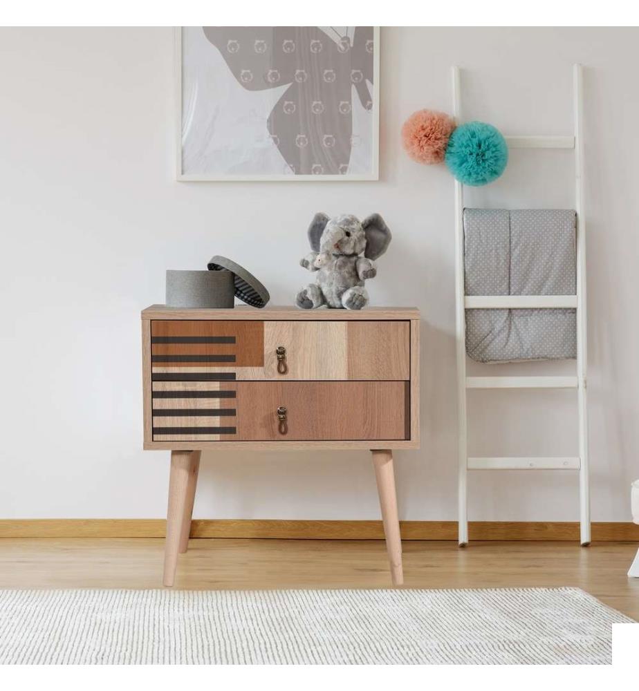 Nightstand, Multicolor, Melamine Coated Particle Board, Wooden Legs