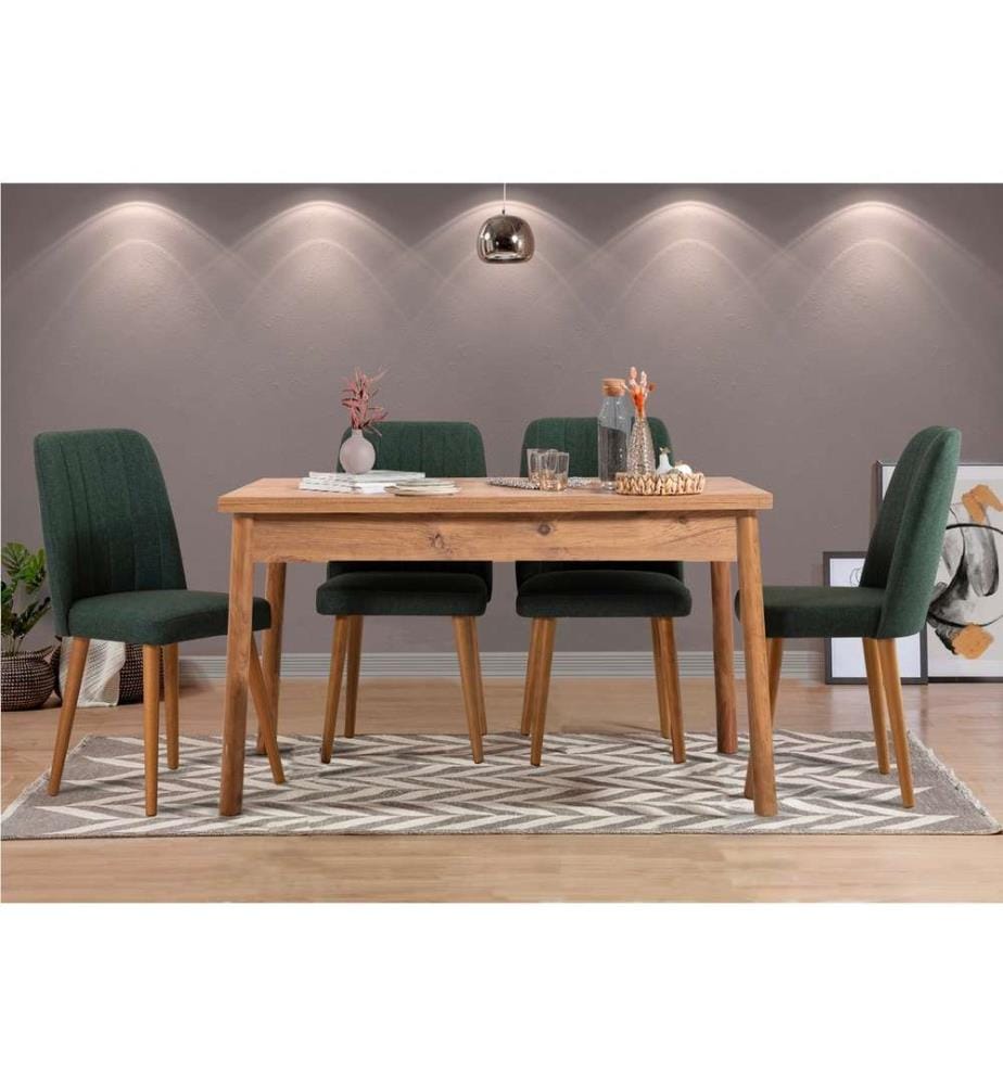 Table & Chairs Set, 5 Pieces, Atlantic Pine Green, Melamine Coated Particle Board