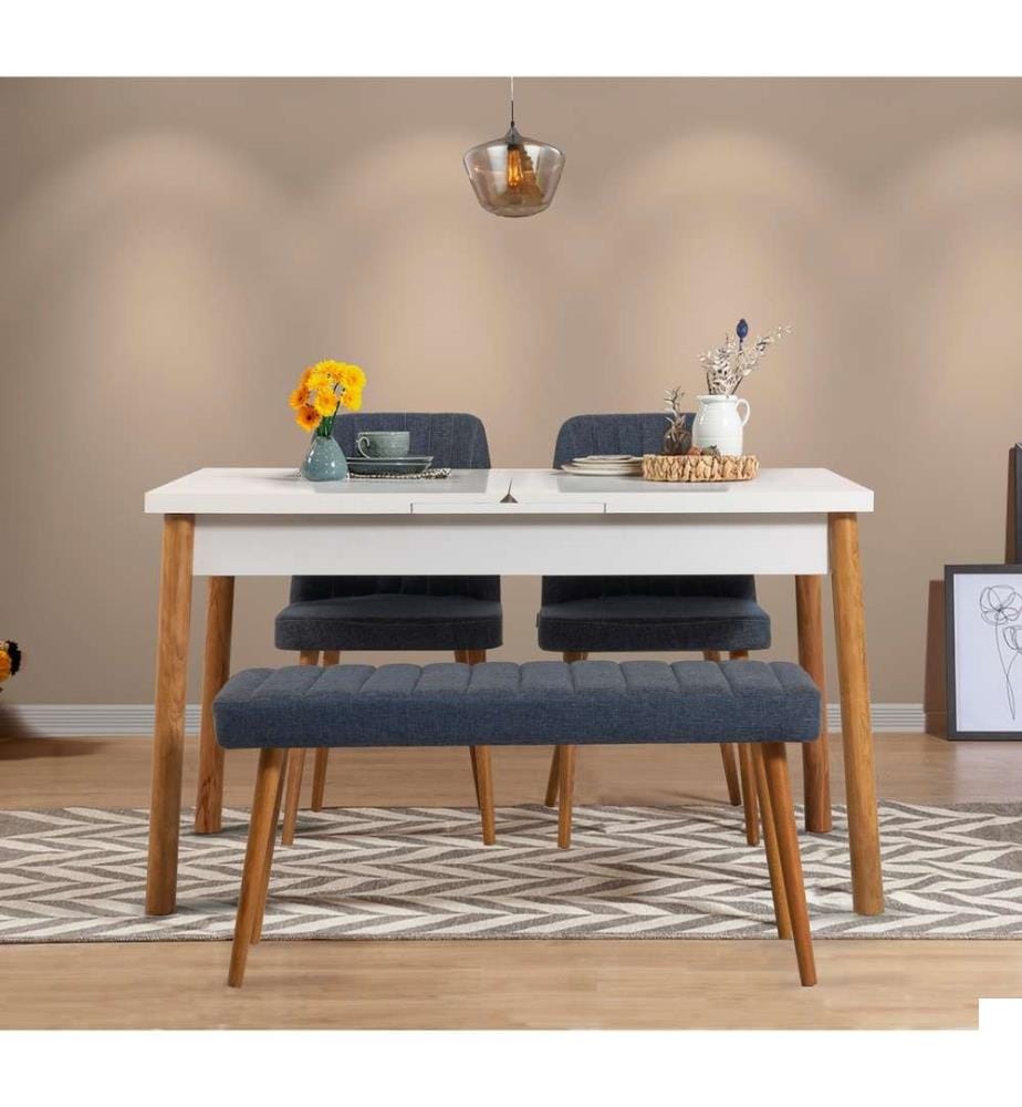 Table & Chairs Set, 4 Pieces, Atlantic Pine Navy Blue, Melamine Coated Particle Board