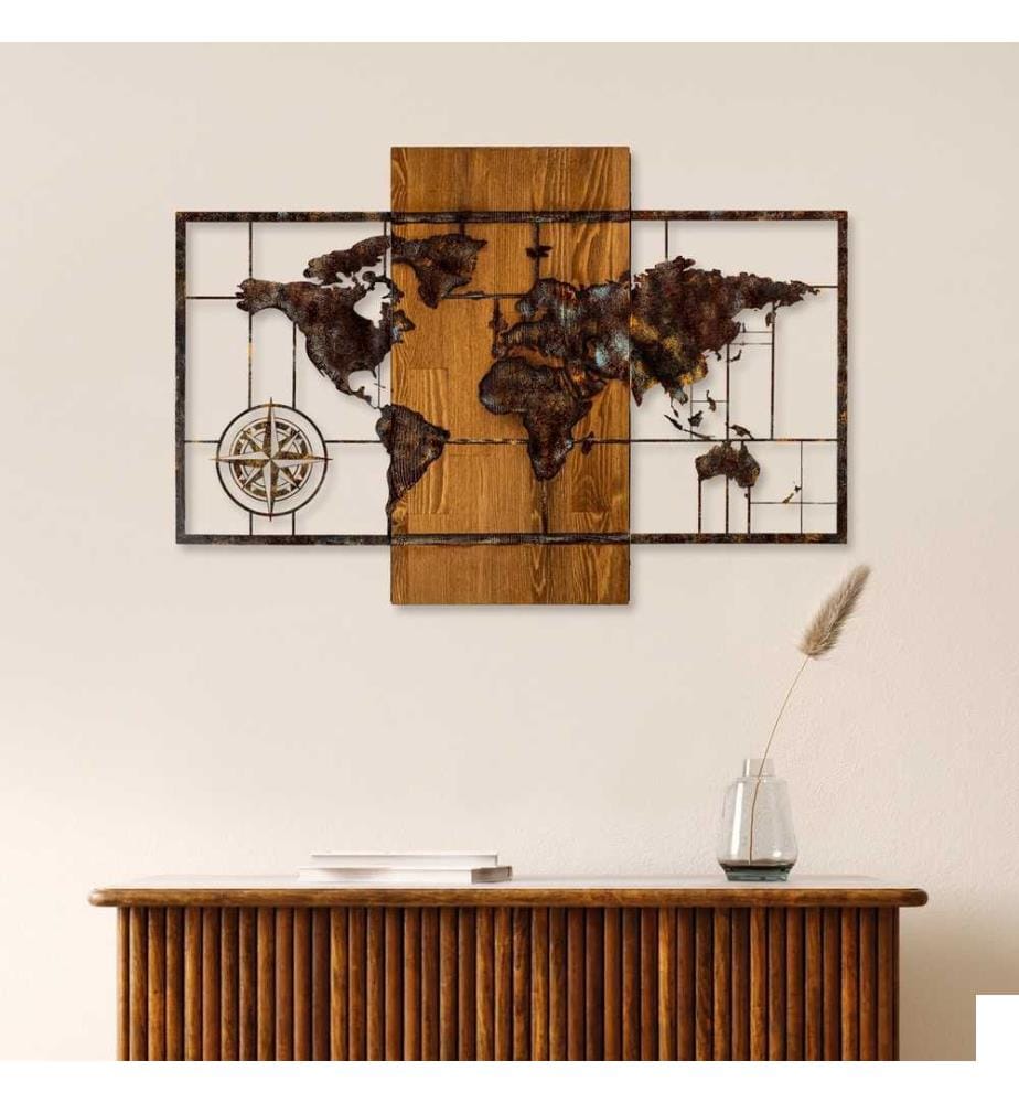 Accessoire mural décoratif en bois, noyer, brun, 100% bois - métal