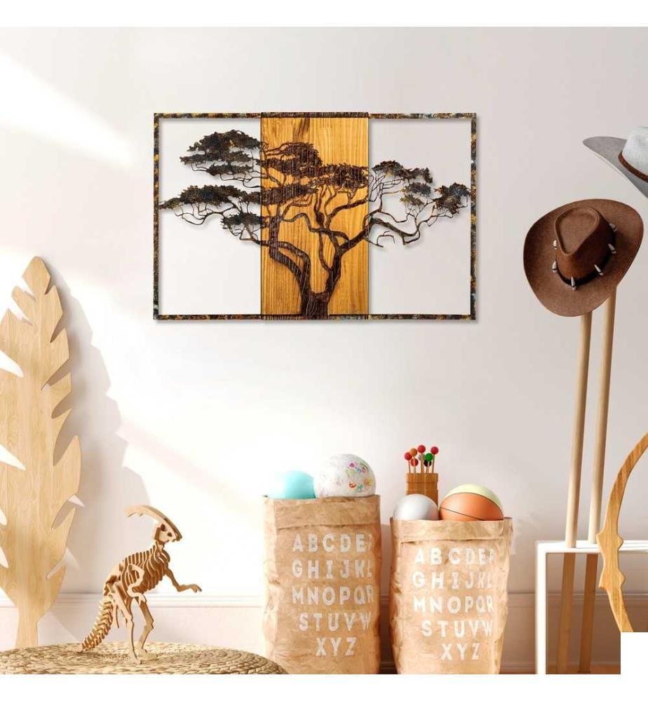 Accessoire mural décoratif en bois, multicolore, 100% bois - métal