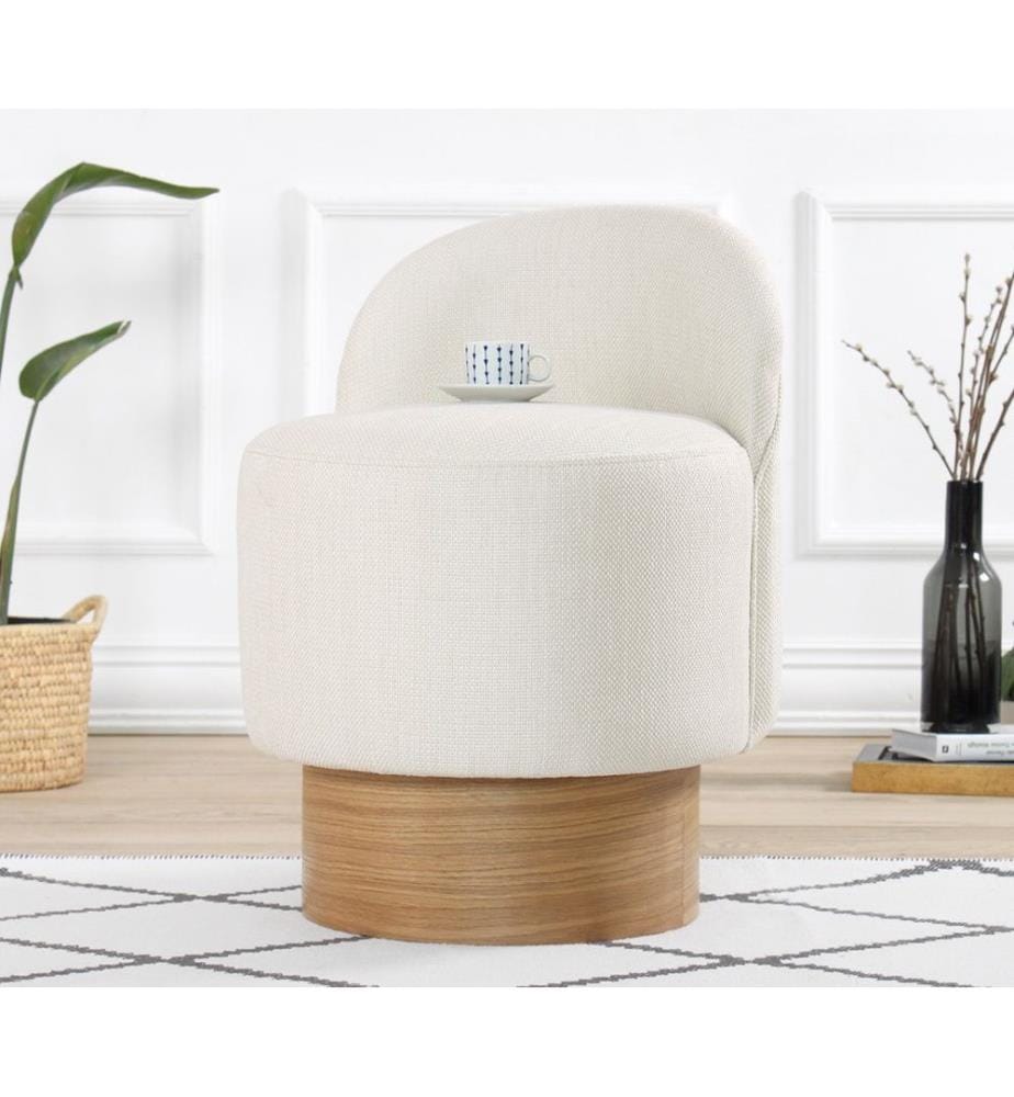 Pouf, crème, 50% coton / 50% lin