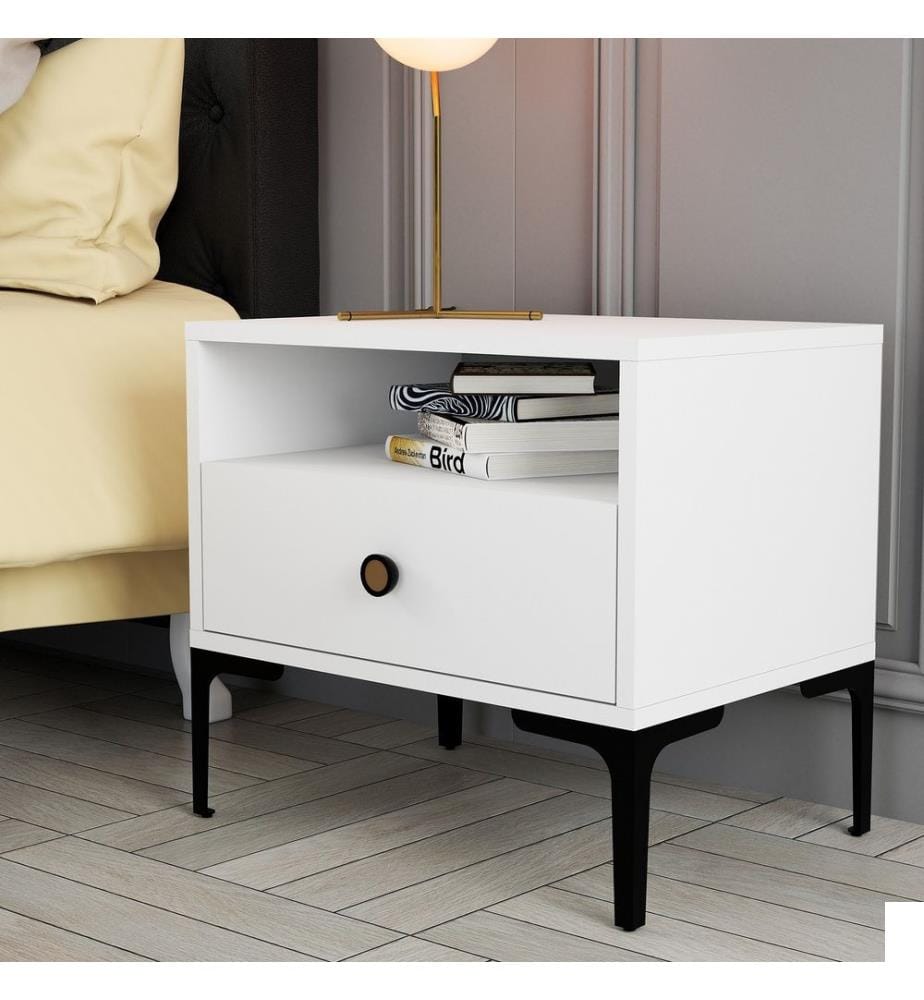 Blanc, Tables De Chevet Et Armoires, 50,8X56X40 cm, Plaque De Particules Recouvertes De Mélamine