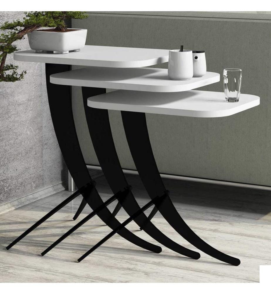 Blancs, Tables Basses, 45X35X60 cm, Assiette De Particules Enrobée De Mélamine